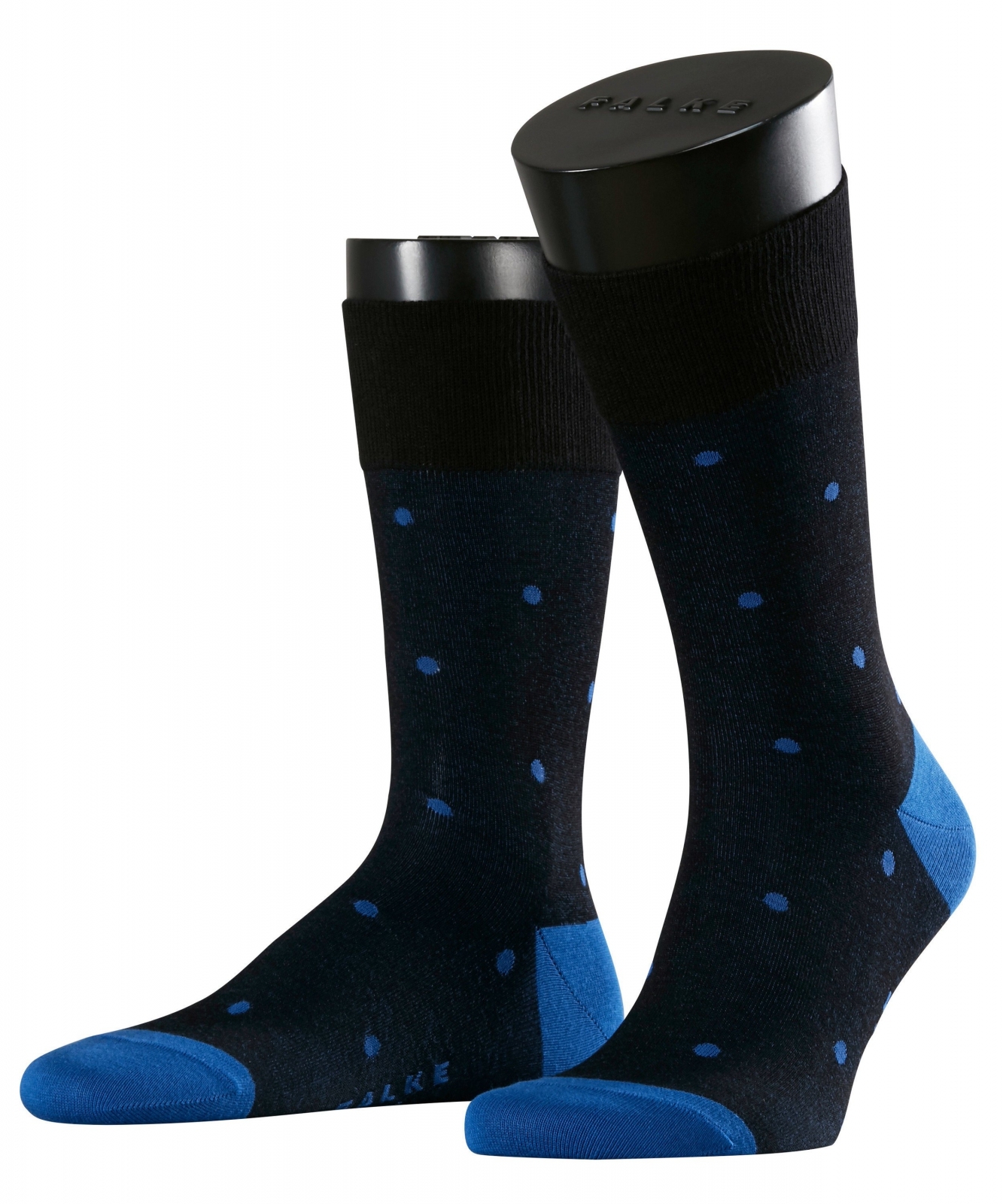 Stylowe granatowe bawełniane skarpety FALKE Dot w grochy 39-42