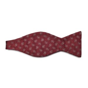 Elegancka bordowa mucha wiązana w paisley VAN THORN