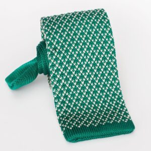 Krawat z dzianiny - knit zielony w drobny wzorek