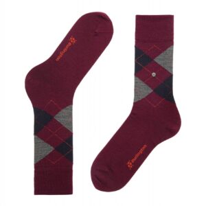 Stylowe bordowe skarpety Burlington Edinburgh we wzór argyle szaro-granatowy 40-46