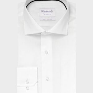Elegancka biała koszula Michaelis z kołnierzem włoskim 37
