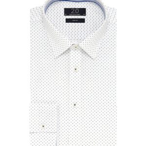 Elegancka biała koszula Profuomo 2.0 w drobny granatowy wzór 38