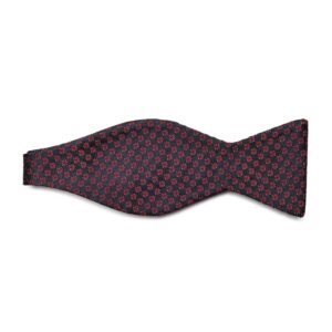 Elegancka granatowa mucha wiązana w czerwony wzór VAN THORN