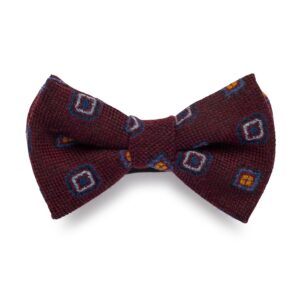 Elegancka mucha wiązana bordowa w kwadraty Hemley