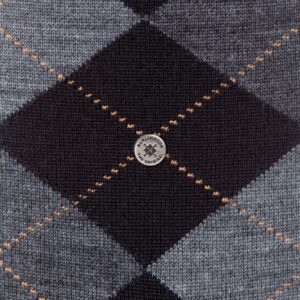 Stylowe skarpety Burlington Edinburgh czarno-szare we wzór argyle 40-46