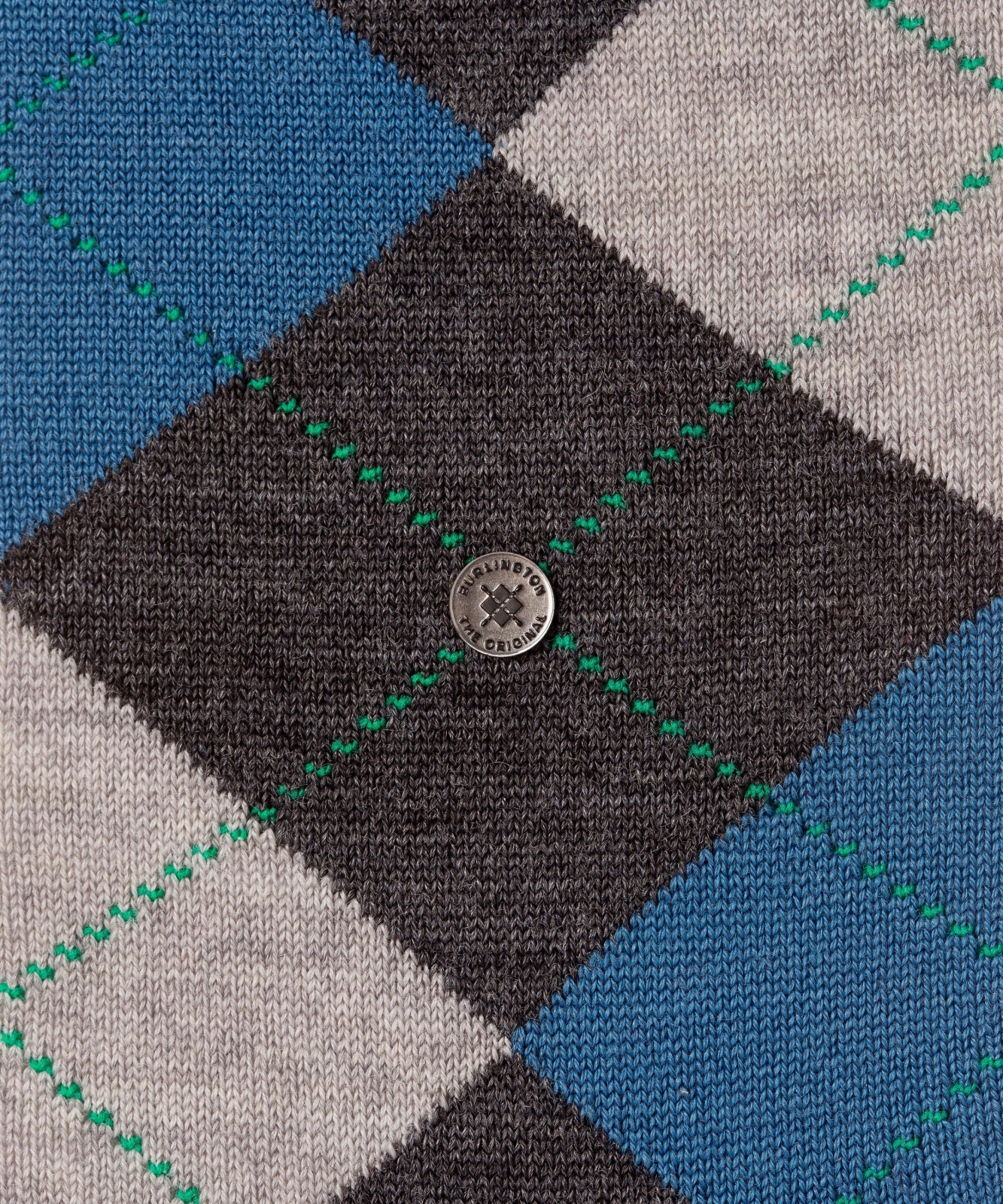 Stylowe skarpety Burlington Edinburgh ciemnoszaro-niebieskie we wzór argyle 40-46