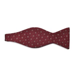 Elegancka bordowa mucha wiązana w kółka i kropki
