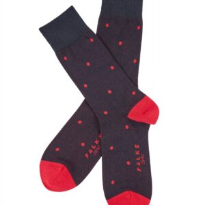 Stylowe granatowe bawełniane skarpety FALKE Dot w grochy Rozmiar 43-46