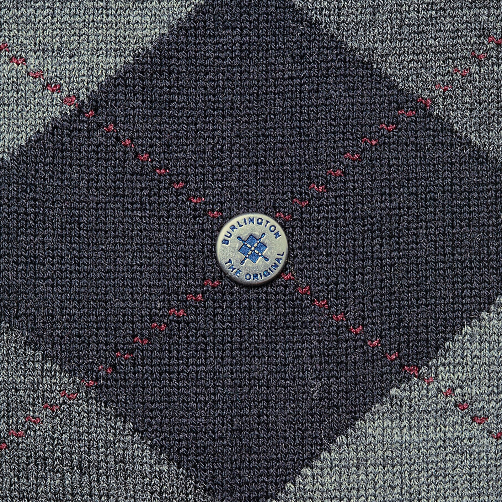 Granatowe skarpety Burlington Edinburgh we wzór argyle w odcieniach szarości 40-46