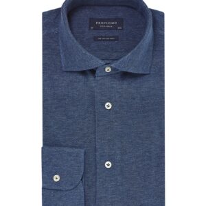 Elegancka niebieska koszula męska z dzianiny (SLIM FIT) 37