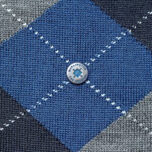 Stylowe niebieskie skarpety Burlington Edinburgh w szary wzór argyle 40-46