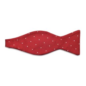 Elegancka czerwona mucha wiązana w białe kropki