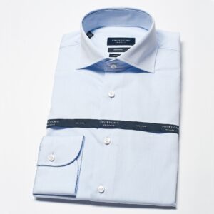 Elegancka błekitna extra długa koszula męska taliowana, SLIM FIT z włoskim kołnierzykiem 37