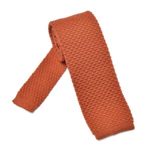 Pomarańczowy wełniany krawat z dzianiny / knit