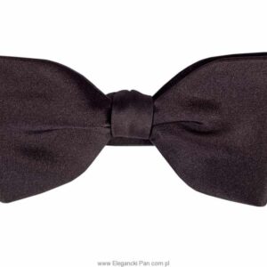 Muszka jedwabna satynowa czarna zakończona w trójkąty - klasyczna 6cm