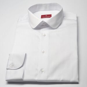 Elegancka biała koszula męska VAN THORN Slim Fit z zaokrąglonym kołnierzykiem 36