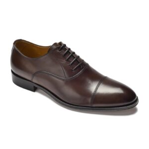 Eleganckie ciemne brązowe skórzane buty męskie typu Oxford 38,5