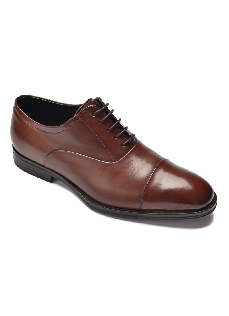 Eleganckie brązowe skórzane buty męskie typu Oxford 39