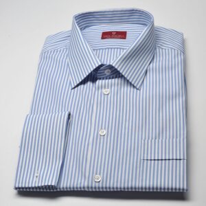 Elegancka koszula męska VAN THORN Slim Fit w biało niebieskie paski 36
