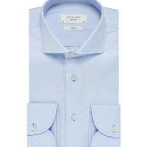 Elegancka błękitna koszula taliowana (SLIM FIT) z włoskim kołnierzykiem 37