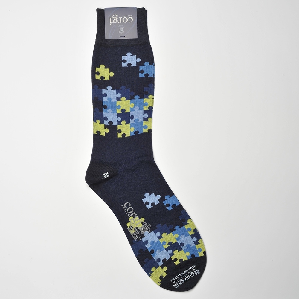 Granatowe skarpetki w puzzle M (41-42)