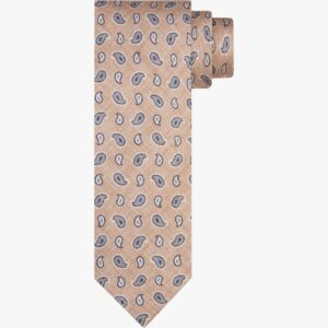 Profuomo beżowy jedwabny krawat paisley
