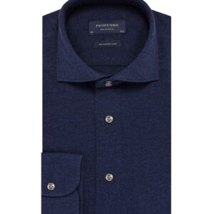 Elegancka granatowa koszula męska z dzianiny (SLIM FIT) 37