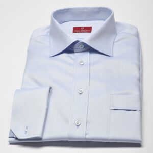 Elegancka błękitna koszula męska VAN THORN w skośna strukturę z mankietami na spinki - SLIM FIT 49