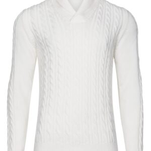 Męski sweter z wełny merynos w kolorze off white L