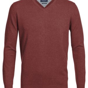 Rdzawy sweter / pulower V-neck z bawełny PIMA  L