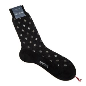 Bresciani - Czarne skarpetki męskie w romby L