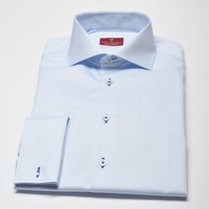 Elegancka błękitna koszula męska VAN THORN Slim Fit z mankietami na spinki 36