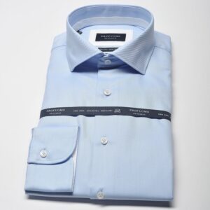 Elegancka błękitna koszula męska taliowana (SLIM FIT) z białymi wstawkami 37